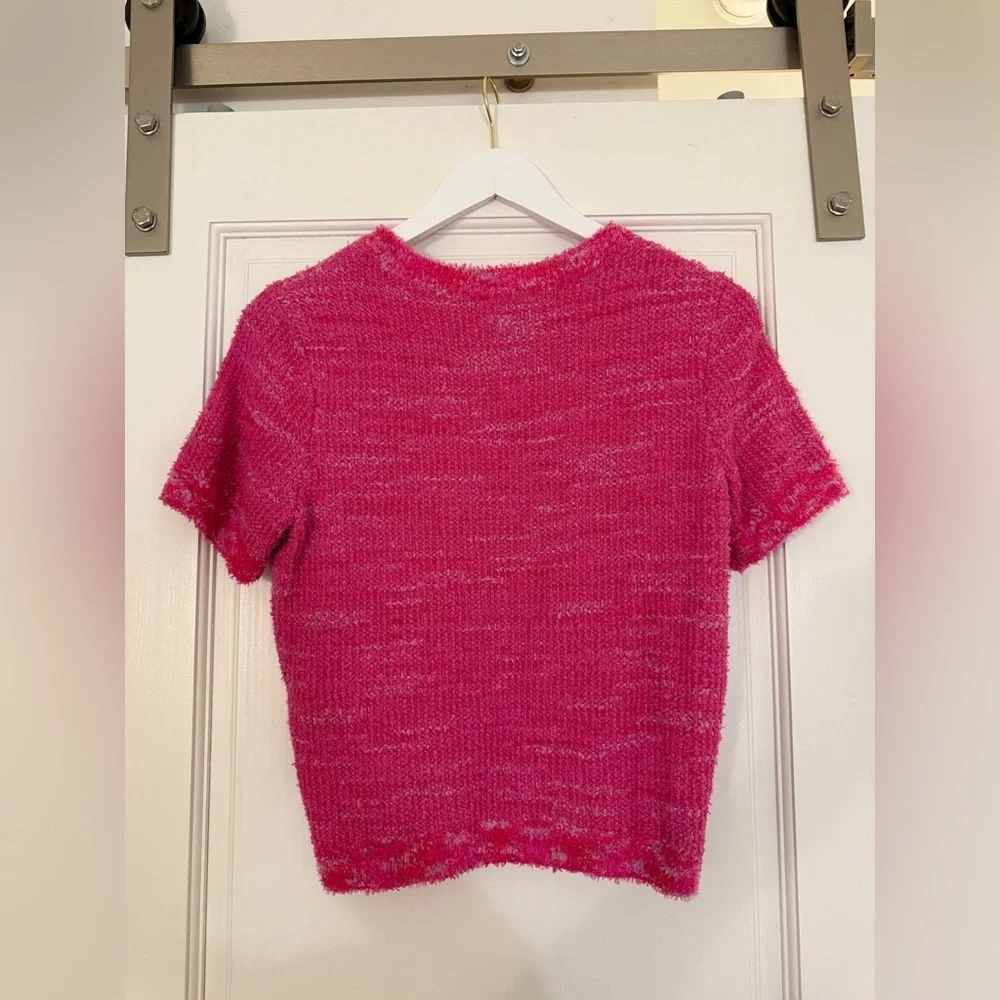 Kate Spade Hot Pink Short Sleeve Tweed Sweater 🩷 - Picture 3 of 4